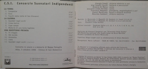 C.S.I. Consorzio Suonatori Indipendenti* : La Terra, La Guerra, Una Questione Privata (CD, Album)