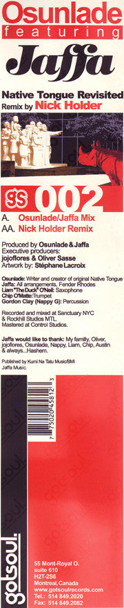 Osunlade Featuring Jaffa : Native Tongue Revisited (12")