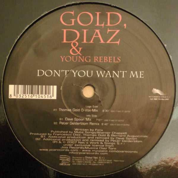 Gold*, Diaz & Young Rebels* : Don't You Want Me (12")