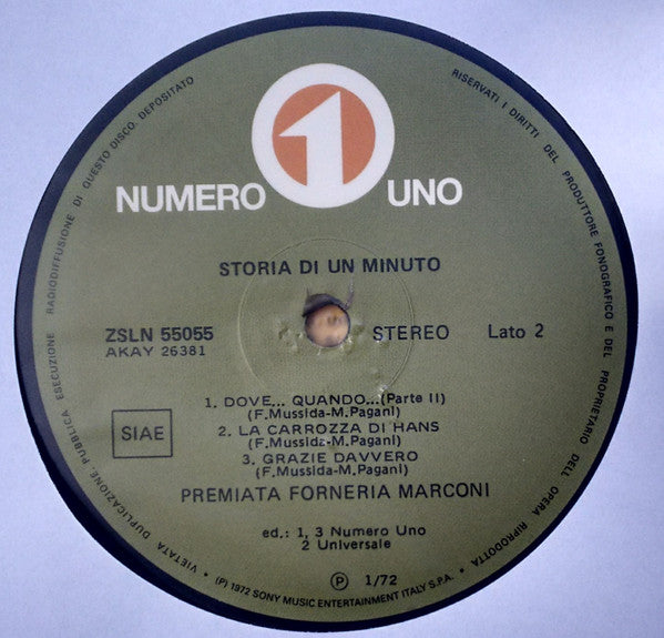 Premiata Forneria Marconi : Storia Di Un Minuto (LP, Album, RE, Gat)