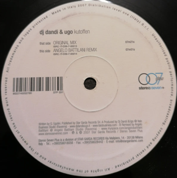DJ Dandi & Ugo : Kutoffen (12")