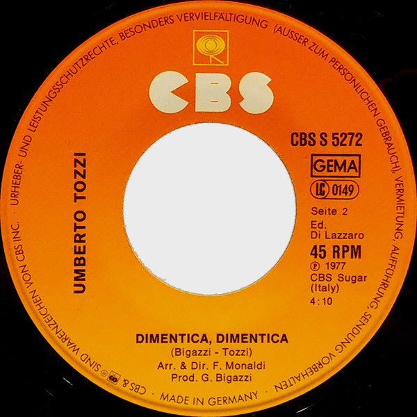 Umberto Tozzi : Ti Amo (7", Single)