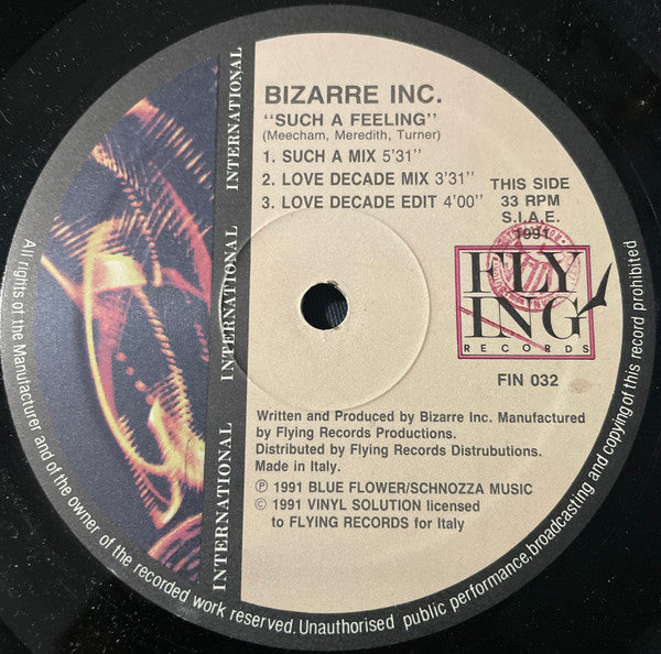 Bizarre Inc : Such A Feeling / Raise Me (12")