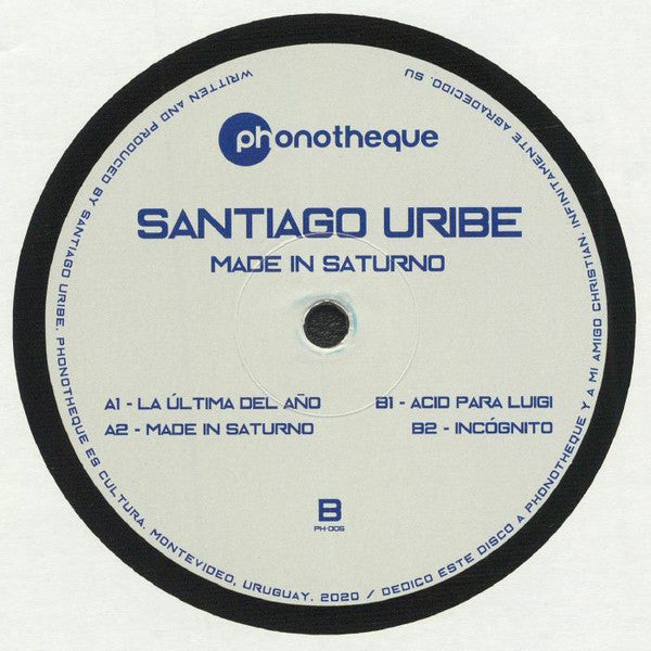 Santiago Uribe : Made In Saturno (12")