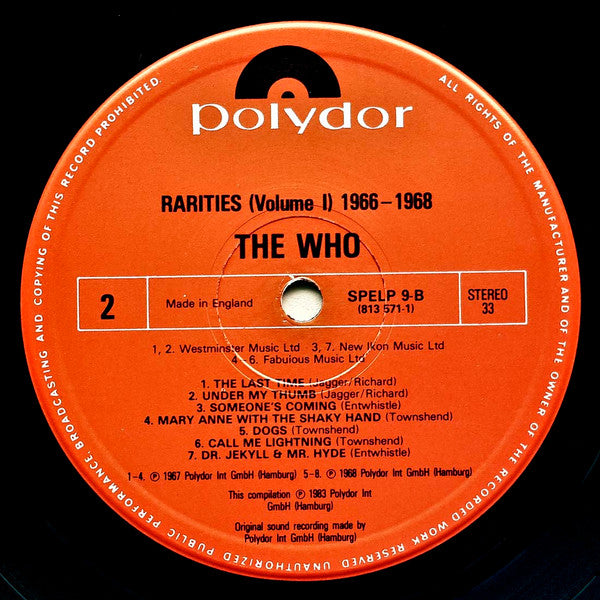 The Who : Rarities Vol. 1 "1966-1968" (LP, Comp)