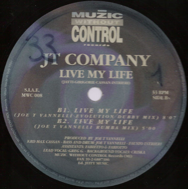 JT Company : Live My Life (12")