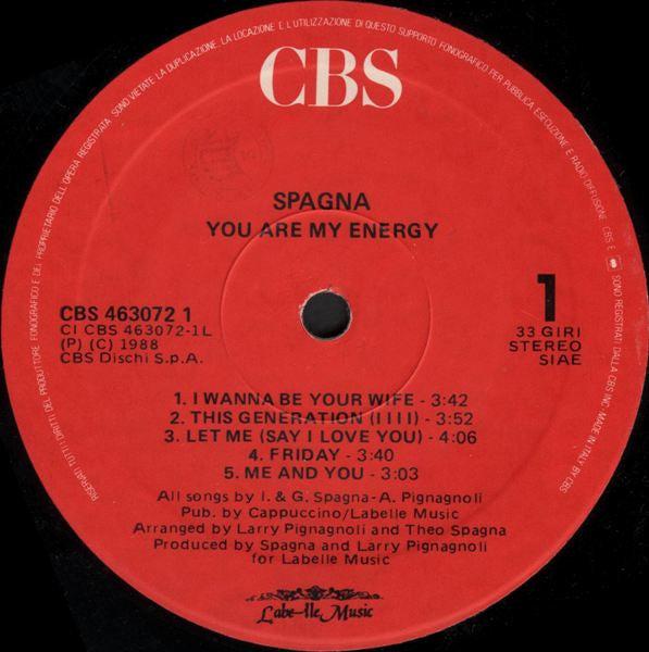 Spagna* : You Are My Energy (LP, Album)
