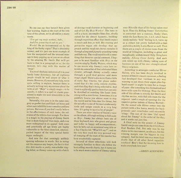 Jimmy Smith : Got My Mojo Workin' (LP, Album, RE, Gat)