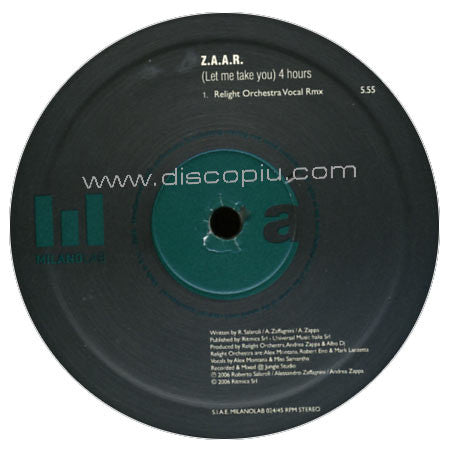 Z.A.A.R. : (Let Me Take You) 4 Hours (12")