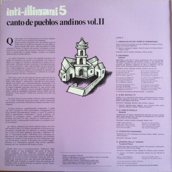 Inti Illimani : Inti-Illimani 5 - Canto De Pueblos Andinos Vol. II (LP, Album, Gat)