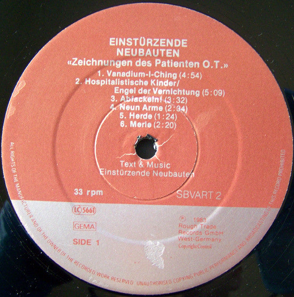 Einstürzende Neubauten : Zeichnungen Des Patienten O.T. (Drawings Of Patient O.T.) (LP, Album, RP)