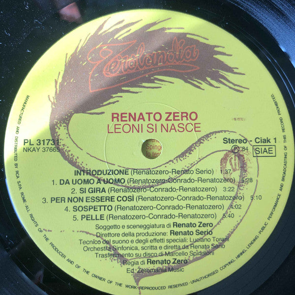 Renato Zero : Leoni Si Nasce (LP, Album)