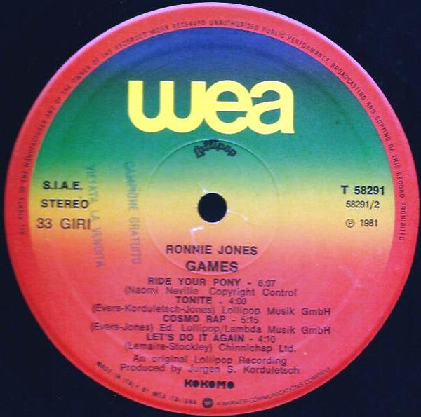 Ronnie Jones : Games (LP, Album)