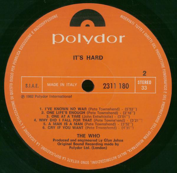 The Who : It's Hard (LP, Album)