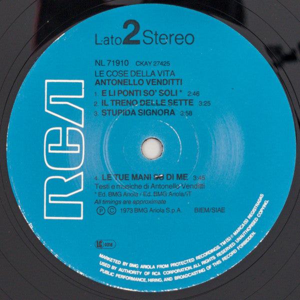 Antonello Venditti : Le Cose Della Vita (LP, Album, RE)