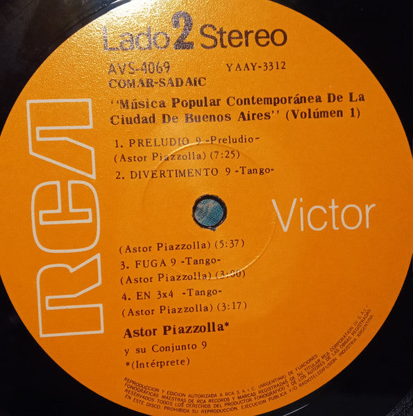 Astor Piazzolla Y Su Conjunto 9 : Musica Popular Contemporanea De La Ciudad De Buenos Aires, Volumen 1 (LP, Album)