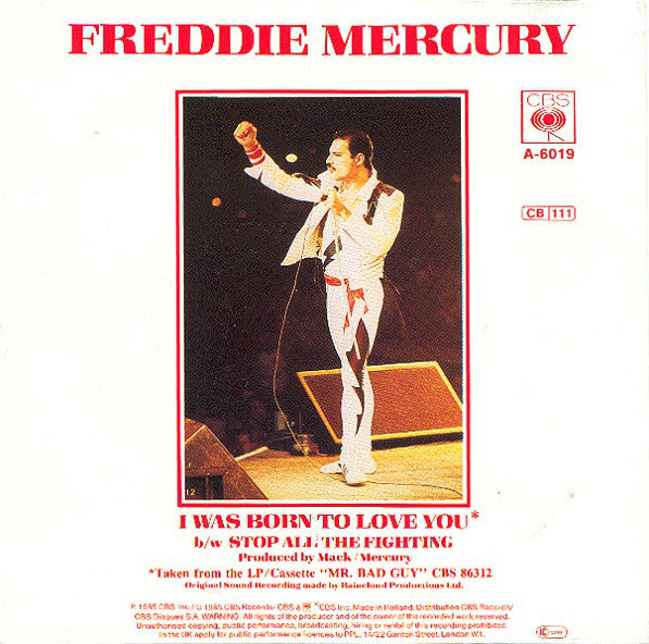 Freddie Mercury : I Was Born To Love You (7", Single)
