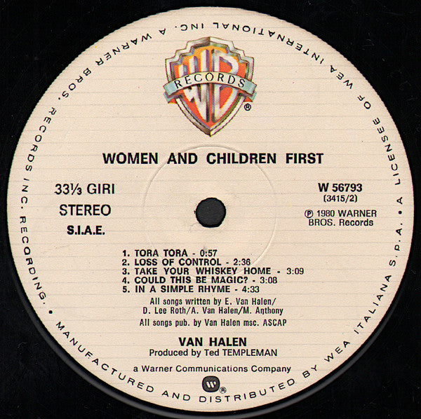 Van Halen : Women And Children First (LP, Album)