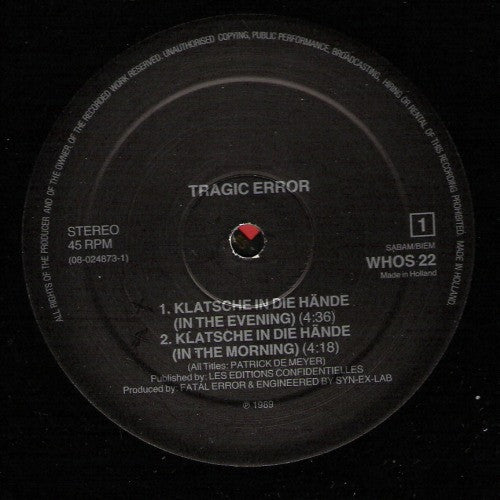 Tragic Error : Klatsche In Die Hände (12", Maxi)
