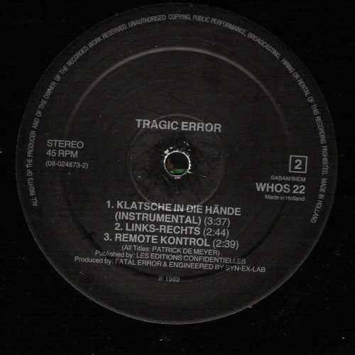 Tragic Error : Klatsche In Die Hände (12", Maxi)