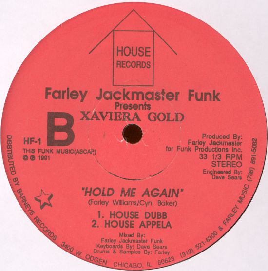 Farley "Jackmaster" Funk Presents Xaviera Gold : Hold Me Again (12")