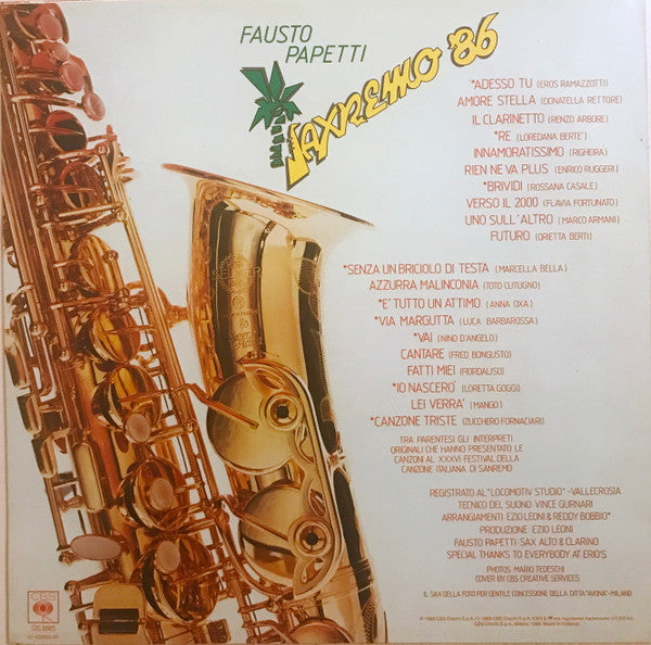 Fausto Papetti : Saxremo 86 (LP, Comp)