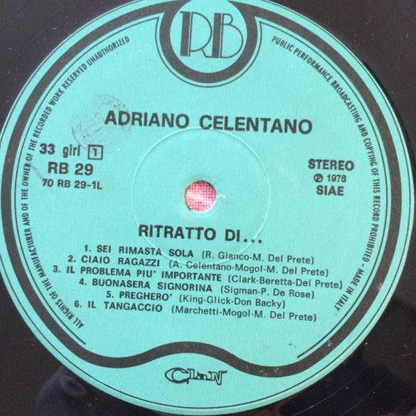 Adriano Celentano : Ritratto Di... Adriano Celentano (LP, Comp, Pur)