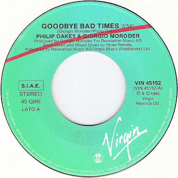 Philip Oakey & Giorgio Moroder : Good-Bye Bad Times (7", Single)