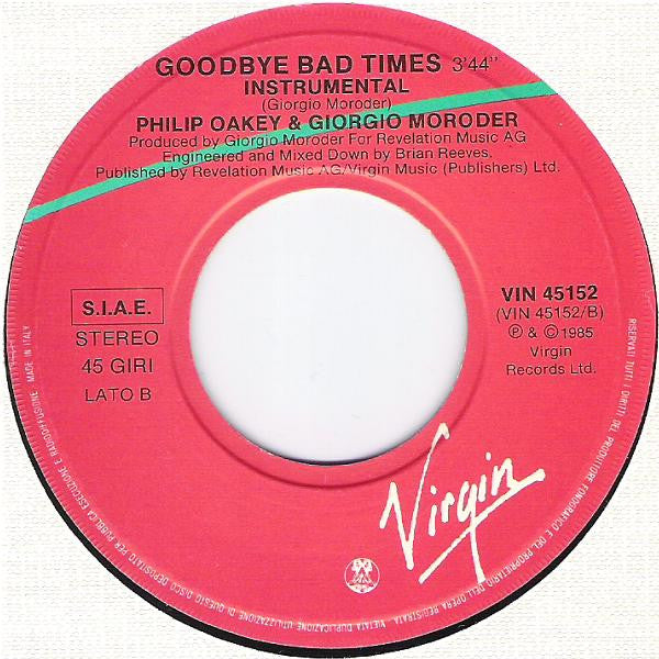 Philip Oakey & Giorgio Moroder : Good-Bye Bad Times (7", Single)
