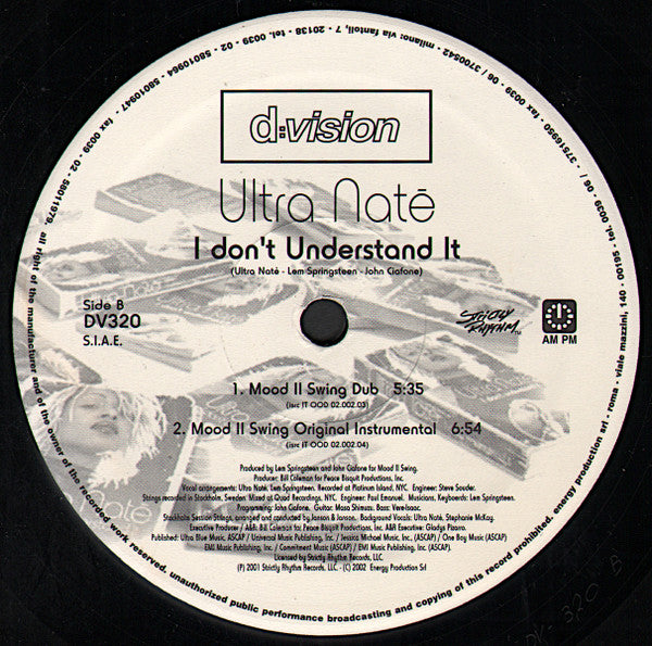 Ultra Naté : I Don't Understand It (12")