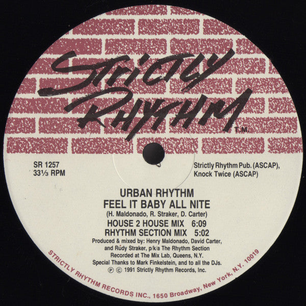Urban Rhythm : Feel It Baby All Nite (12")