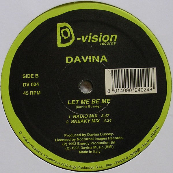 Davina : Let Me Be Me (12")