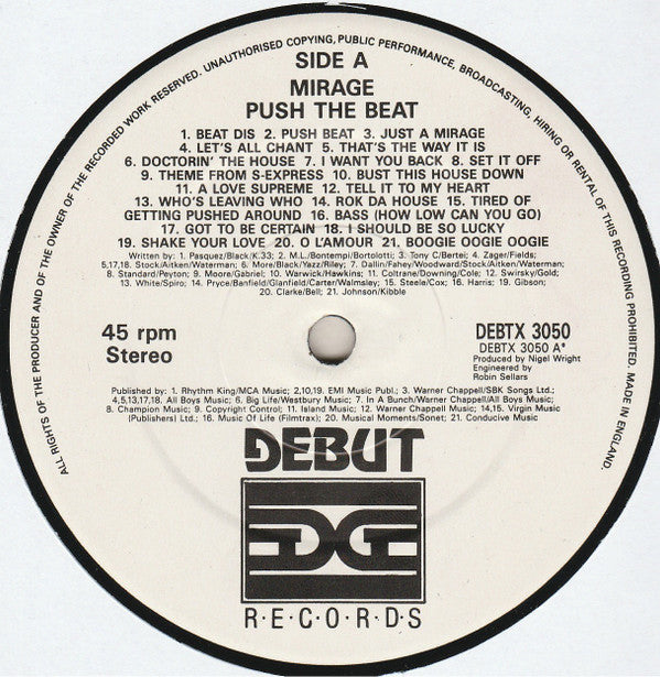 Mirage (12) : Push The Beat (12", P/Mixed)