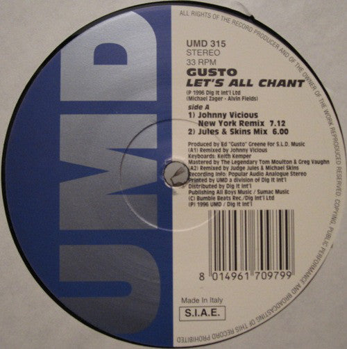 Gusto : Let's All Chant (12")
