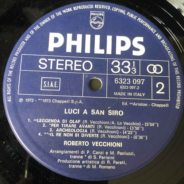 Roberto Vecchioni : Luci A San Siro (LP, Comp)