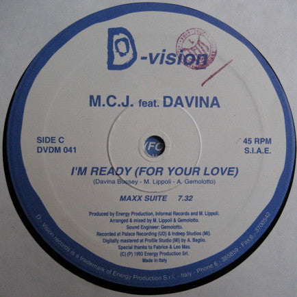 M.C.J. Featuring Davina : I'm Ready (For Your Love) (2x12", Single)