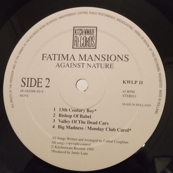 Fatima Mansions* : Against Nature (LP, Album, Whi)