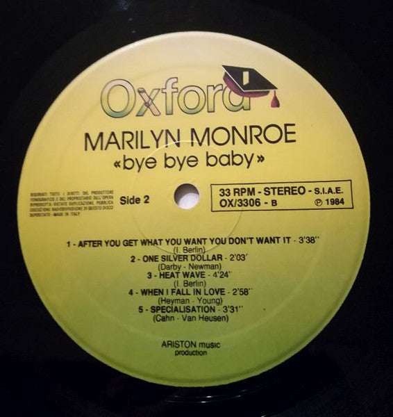 Marilyn Monroe : Bye Bye Baby (LP, Comp)