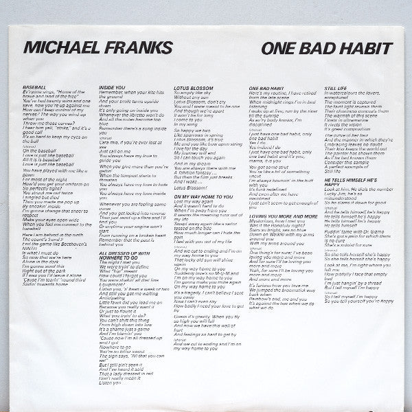 Michael Franks : One Bad Habit (LP, Album, RE)
