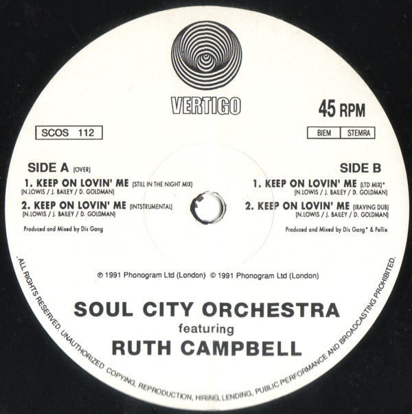 Soul City Orchestra : Keep On Lovin' Me (12")