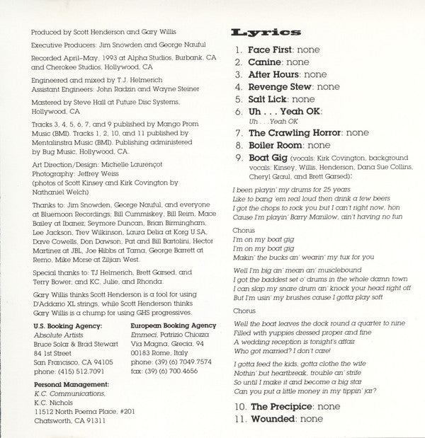 Scott Henderson (2), Gary Willis, Tribal Tech (2) : Face First (CD, Album)