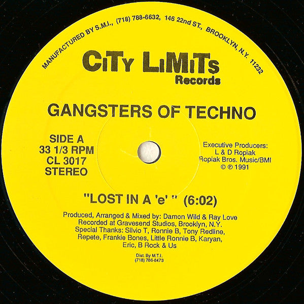 Gangsters Of Techno : Lost In A 'E' (12")