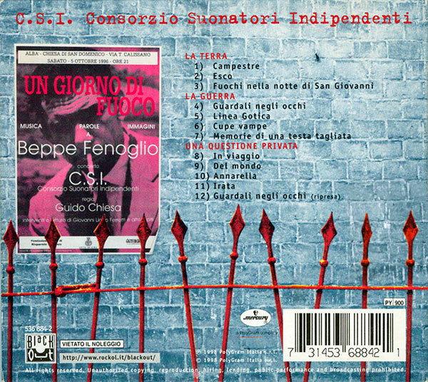 C.S.I. Consorzio Suonatori Indipendenti* : La Terra, La Guerra, Una Questione Privata (CD, Album)