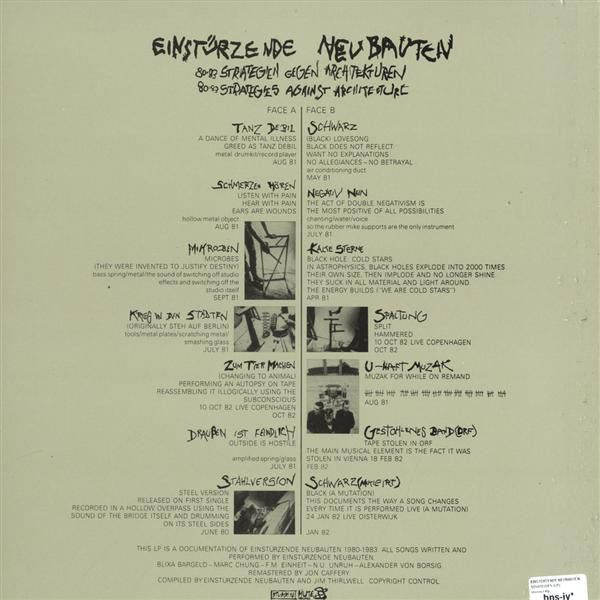 Einstürzende Neubauten : 80-83 Strategien Gegen Architekturen (LP, Comp)