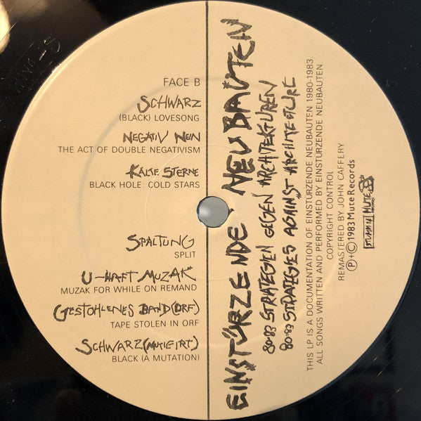 Einstürzende Neubauten : 80-83 Strategien Gegen Architekturen (LP, Comp)