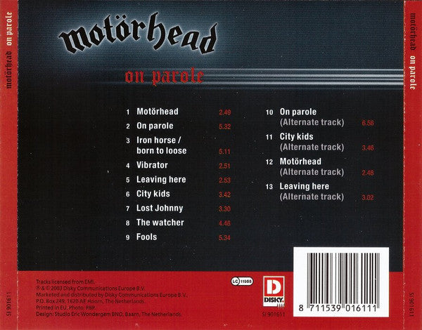 Motörhead : On Parole (CD, Album, RE)