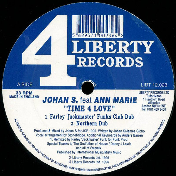 Johan S. Feat Ann-Marie Smith : Time 4 Love (2x12")