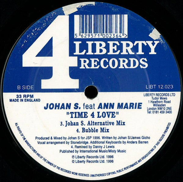 Johan S. Feat Ann-Marie Smith : Time 4 Love (2x12")