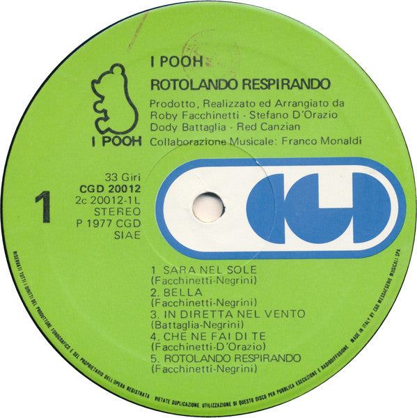 I Pooh* : Rotolando Respirando (LP, Album, RE)