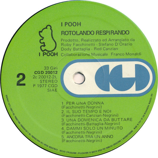 I Pooh* : Rotolando Respirando (LP, Album, RE)